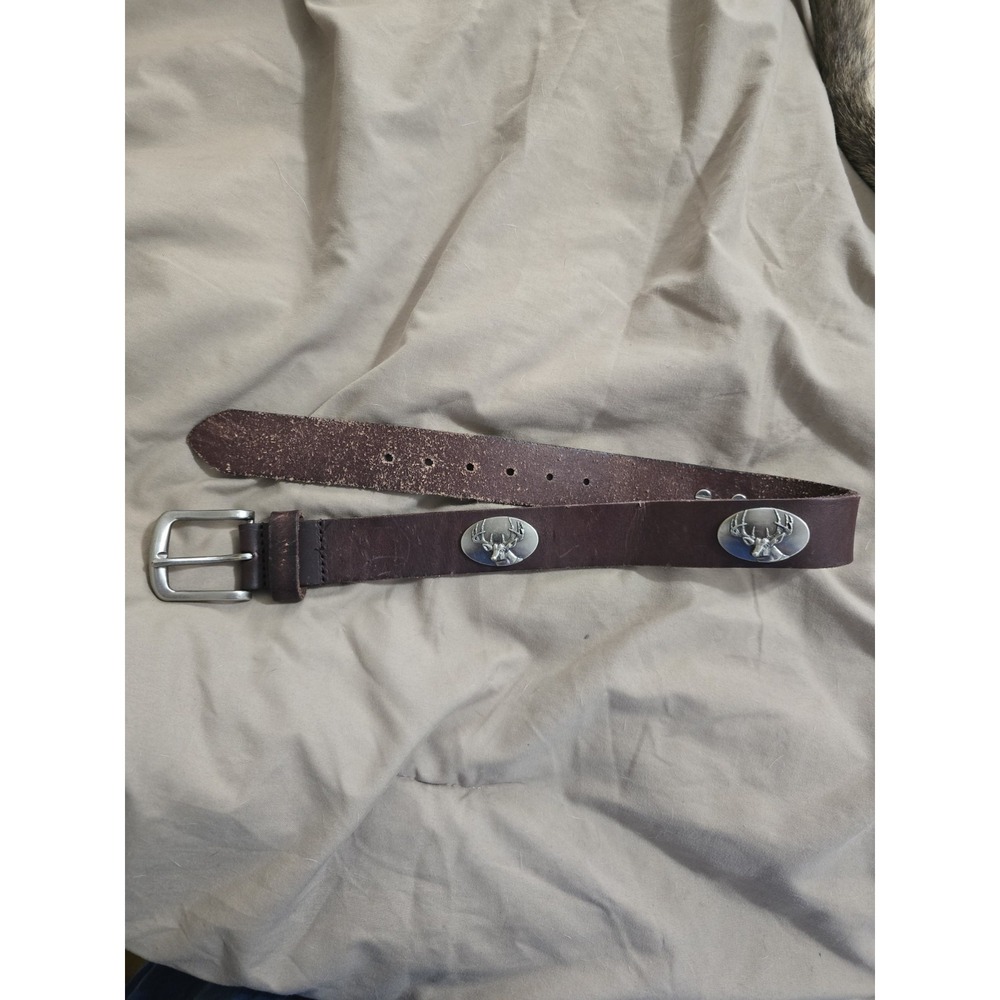 ZEP PRO BOYS BROWN LEATHER BELT‎ ADJUSTABLE Deer Hunting Size Small